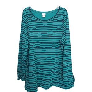 Chico's Zenergy Bubble-Stripe Long Sleeve Cotton Blend Knit Tunic Size 4 (XXL)